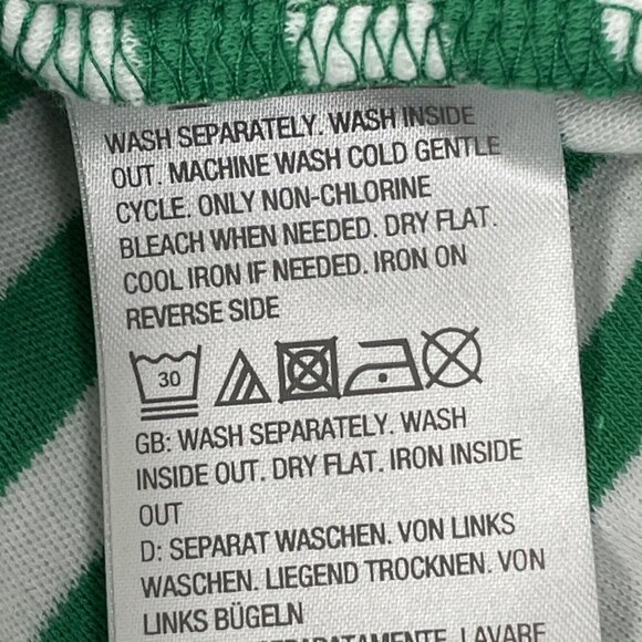 Quacker Factory Top Womens Size Large Green Striped Rhinestone Cross Lace Sleeve - Picture 10 of 14